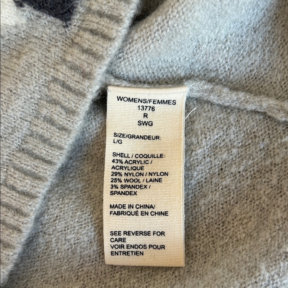 Woolrich Wool Blend Scenic Mountain Sweater-Gray, Cream, Gold Size Large - Picture 4 of 4